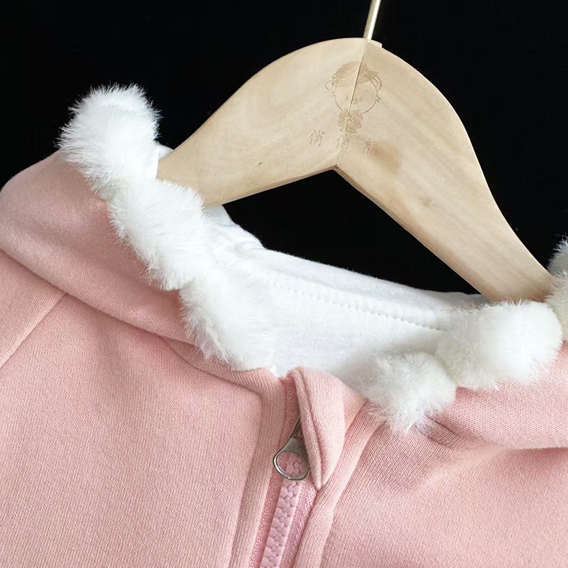 Baby Girl Pink Sweet Cat Hoodie Long Sleeve Romper