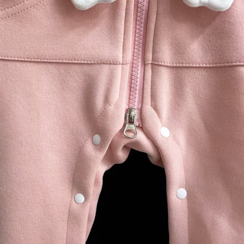 Baby Girl Pink Sweet Cat Hoodie Long Sleeve Romper