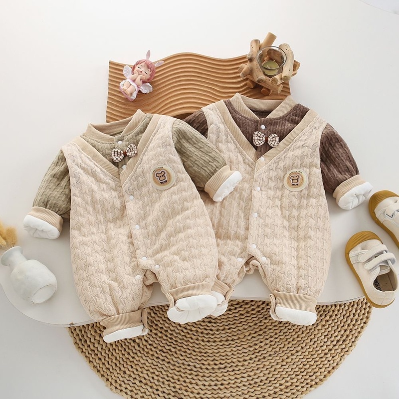 Baby Boy Bow Tie Padded Long Sleeve Romper
