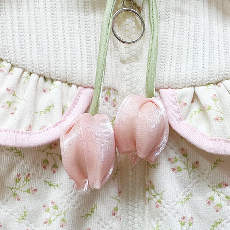 Baby Girl Sweet Floral Hoodie Padded Long Sleeve Romper