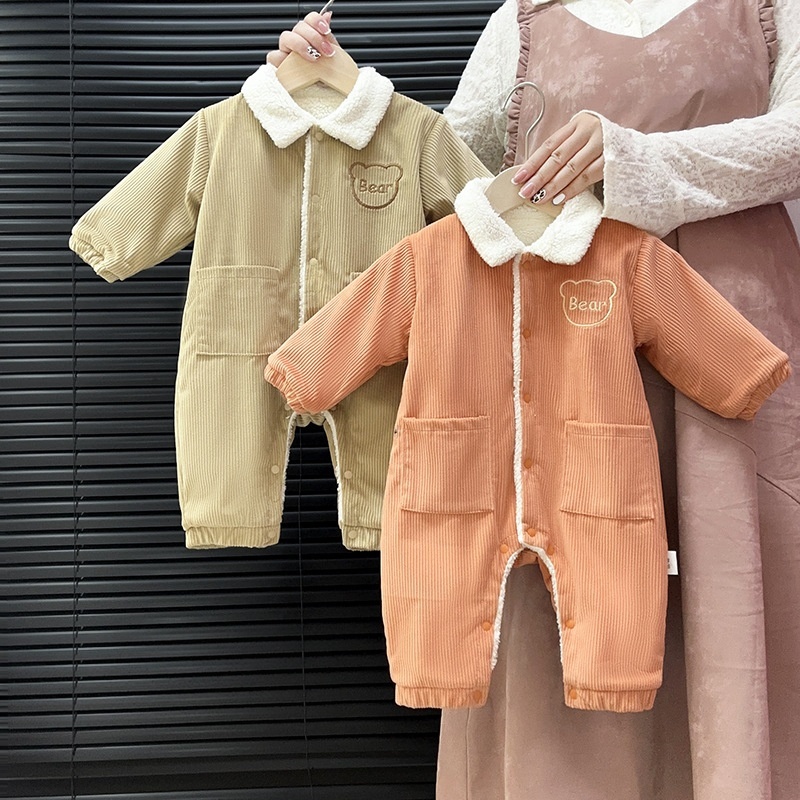 Baby Boy Corduroy Padded Long Sleeve Romper