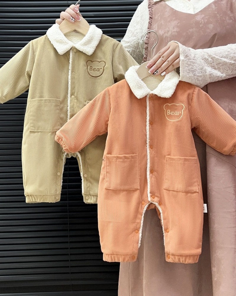 Baby Boy Corduroy Padded Long Sleeve Romper