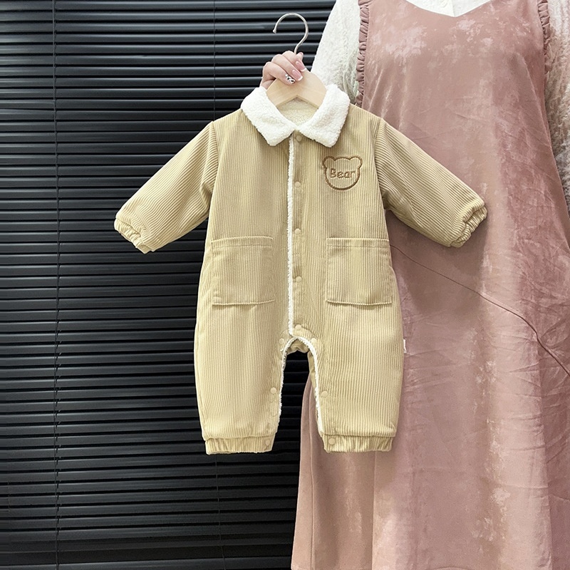 Baby Boy Corduroy Padded Long Sleeve Romper