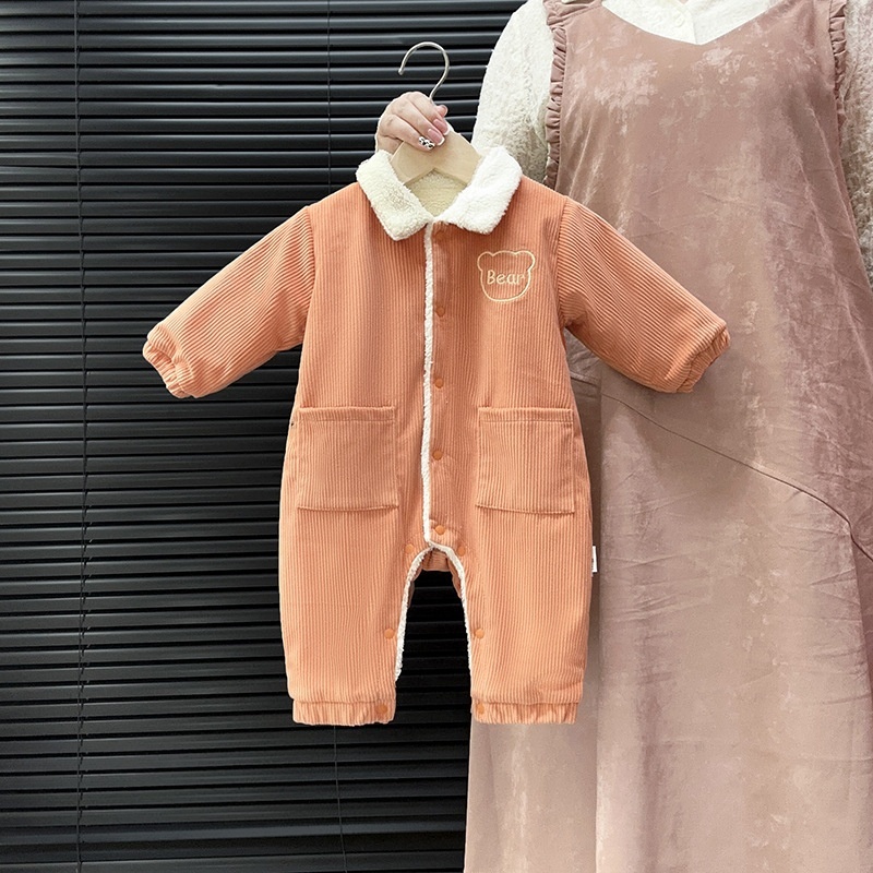 Baby Boy Corduroy Padded Long Sleeve Romper