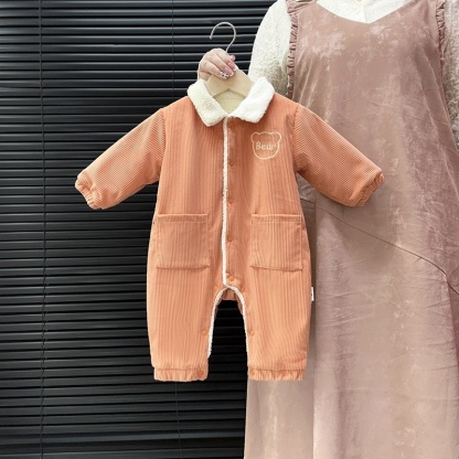 Baby Boy Corduroy Padded Long Sleeve Romper