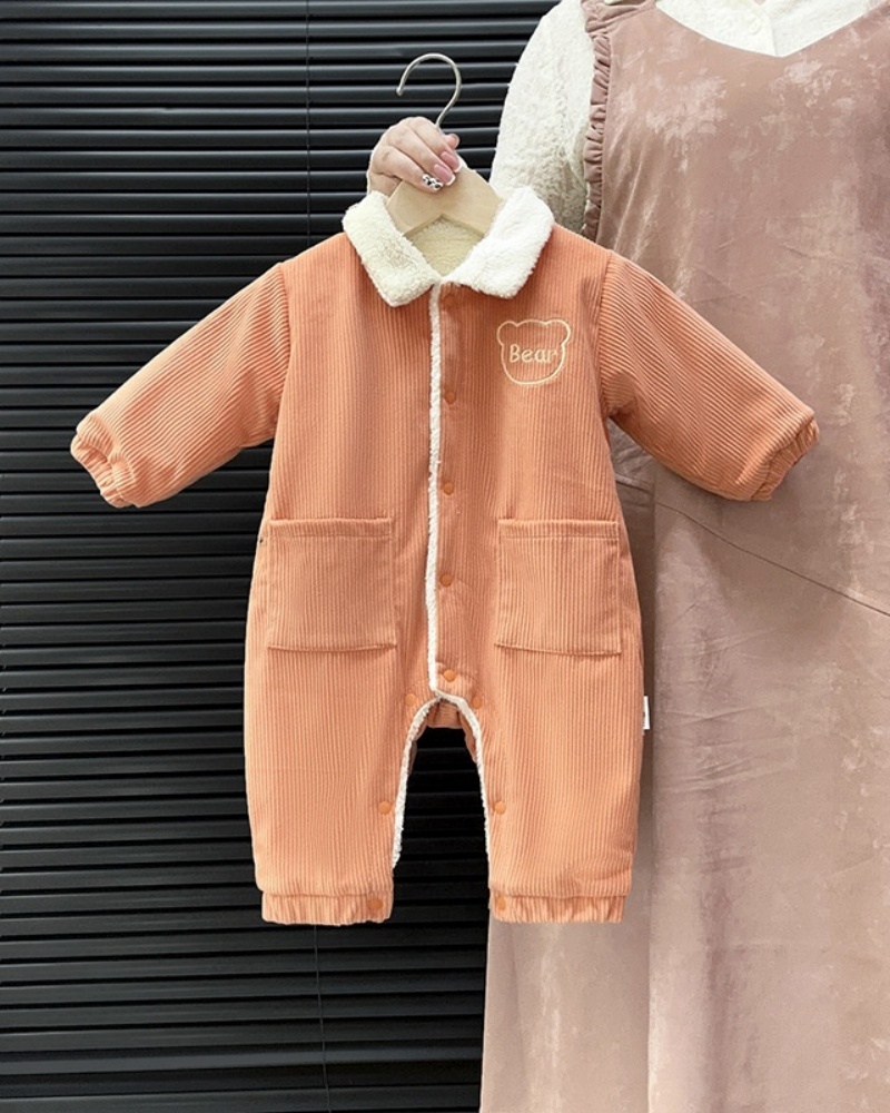 Baby Boy Corduroy Padded Long Sleeve Romper