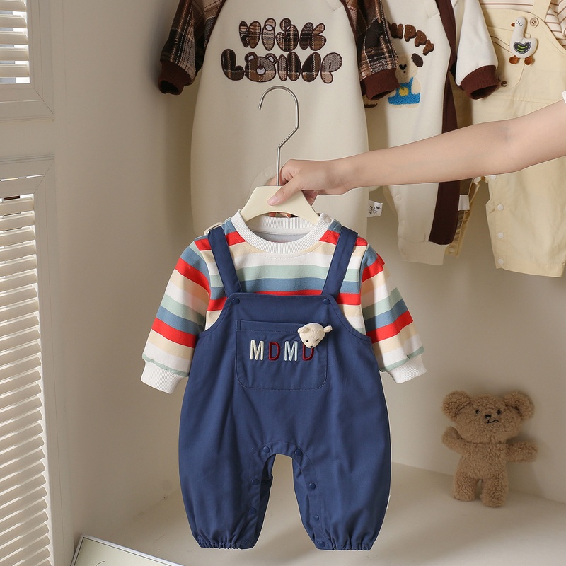 Baby Unisex Stripe Long Sleeve Romper Set