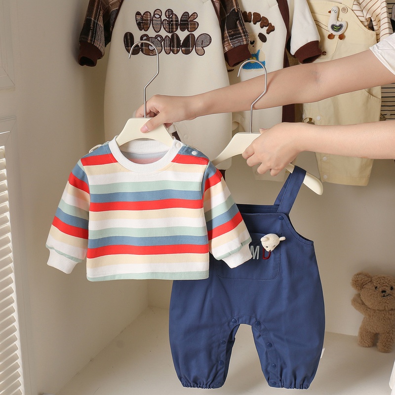 Baby Unisex Stripe Long Sleeve Romper Set