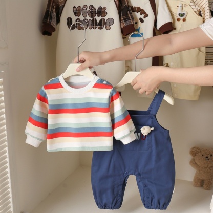 Baby Unisex Stripe Long Sleeve Romper Set