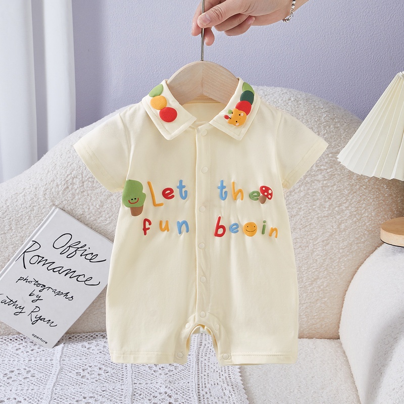 Baby Unisex Collared Short Sleeve Romper