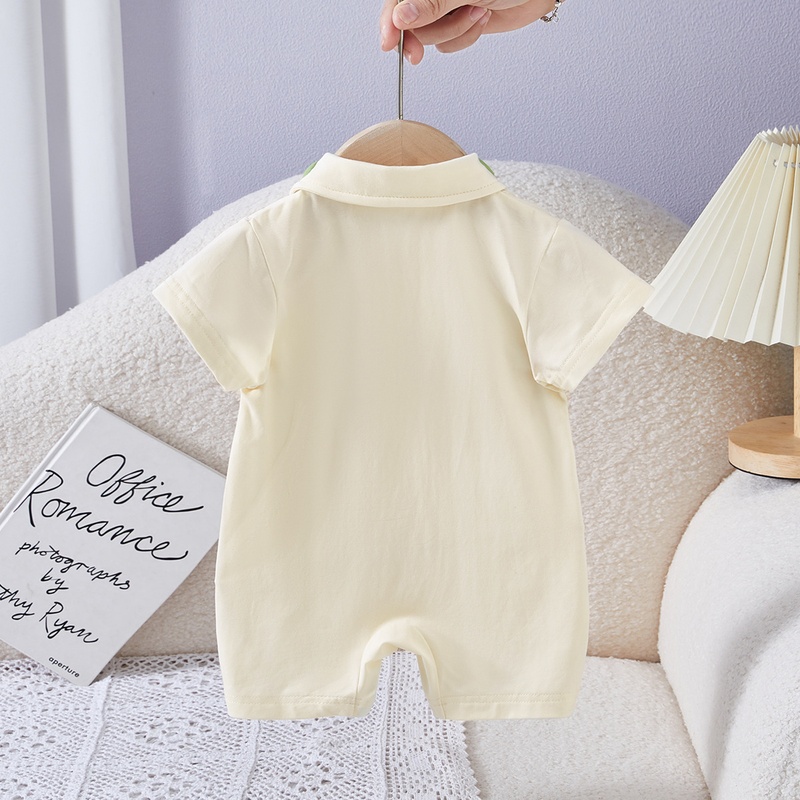 Baby Unisex Collared Short Sleeve Romper