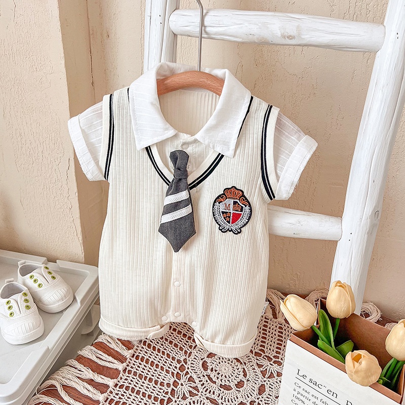 Baby Boy Academy Style Short Sleeve Romper