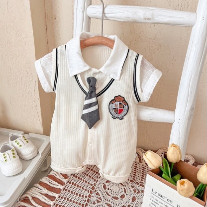 Baby Boy Academy Style Short Sleeve Romper