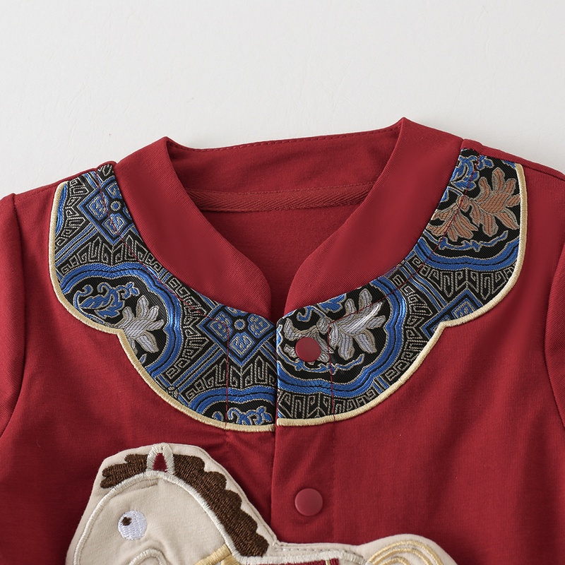 Baby Boy Chinese Style Short Sleeve Romper