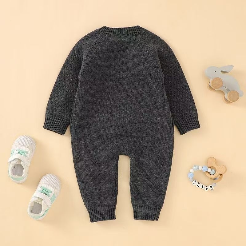 Baby Unisex Rabbit Button Knitted Romper