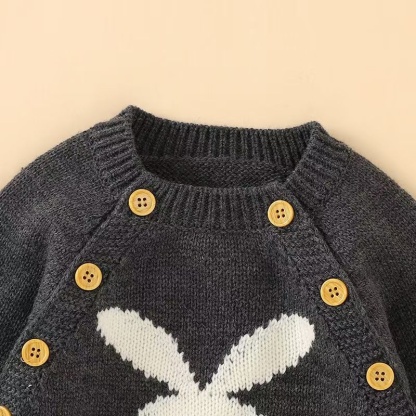 Baby Unisex Rabbit Button Knitted Romper