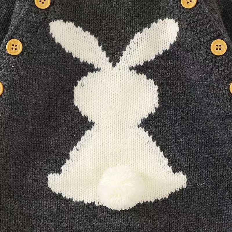 Baby Unisex Rabbit Button Knitted Romper