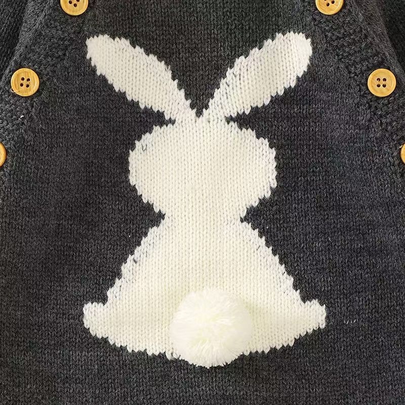 Baby Unisex Rabbit Button Knitted Romper