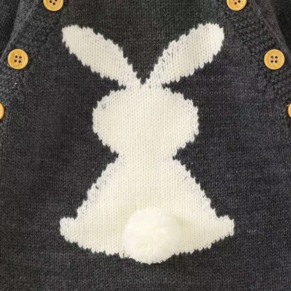 Baby Unisex Rabbit Button Knitted Romper