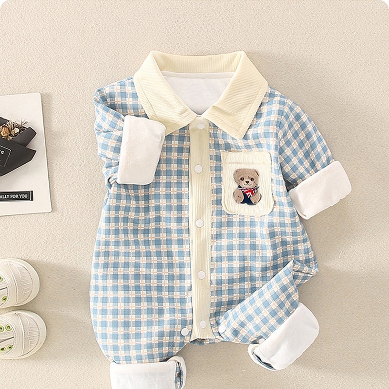 Baby Unisex Double Layer Padded Long Sleeve Romper