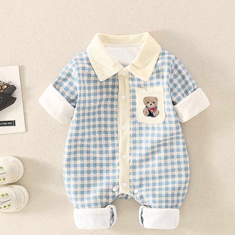 Baby Unisex Double Layer Padded Long Sleeve Romper - kissminis