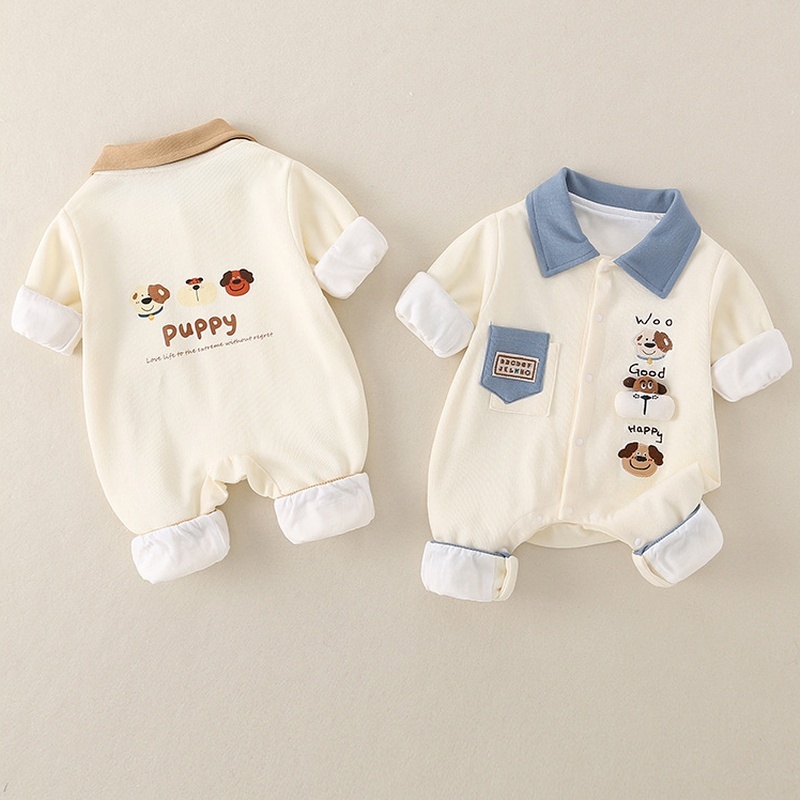 Baby Unisex Korean Style Knitted Long Sleeve Romper