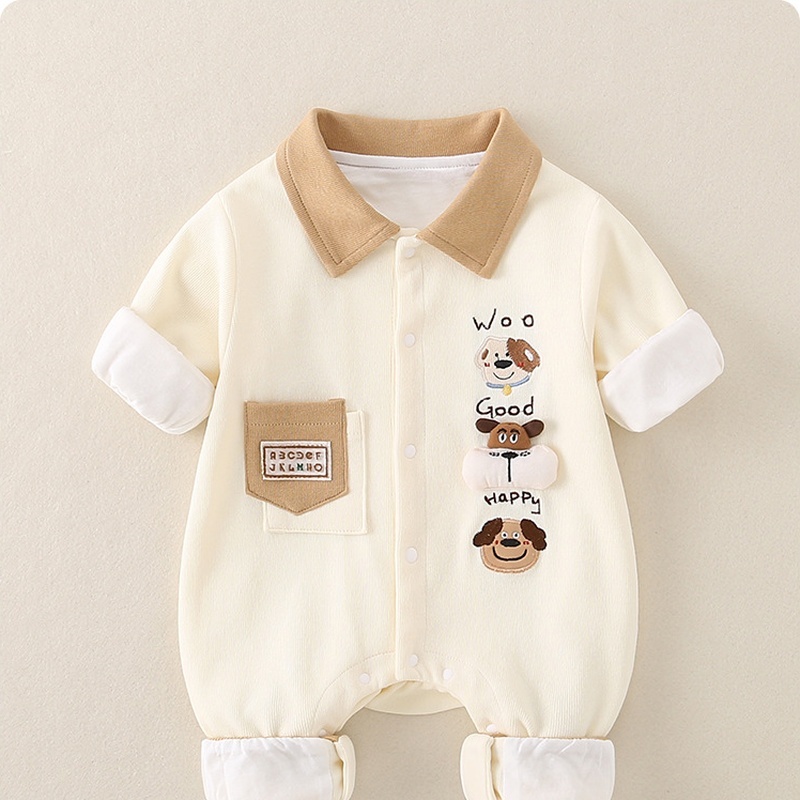 Baby Unisex Korean Style Knitted Long Sleeve Romper