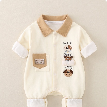 Baby Unisex Korean Style Knitted Long Sleeve Romper