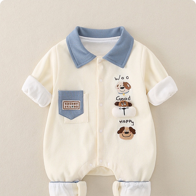 Baby Unisex Korean Style Knitted Long Sleeve Romper