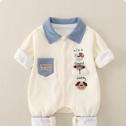 Baby Unisex Korean Style Knitted Long Sleeve Romper