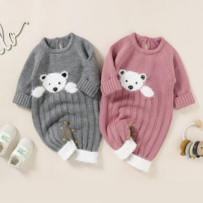 Baby Unisex Bear Jacquard Romper