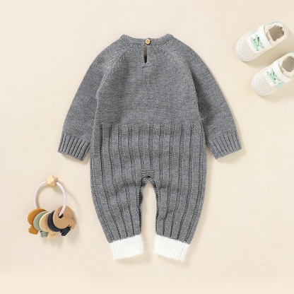 Baby Unisex Bear Jacquard Romper