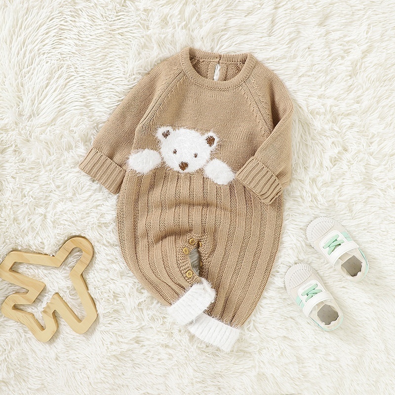 Baby Unisex Bear Jacquard Romper