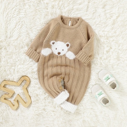 Baby Unisex Bear Jacquard Romper