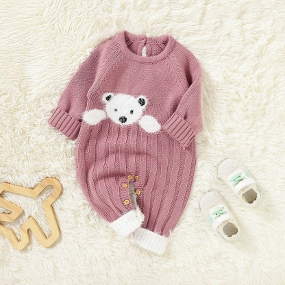 Baby Unisex Bear Jacquard Romper