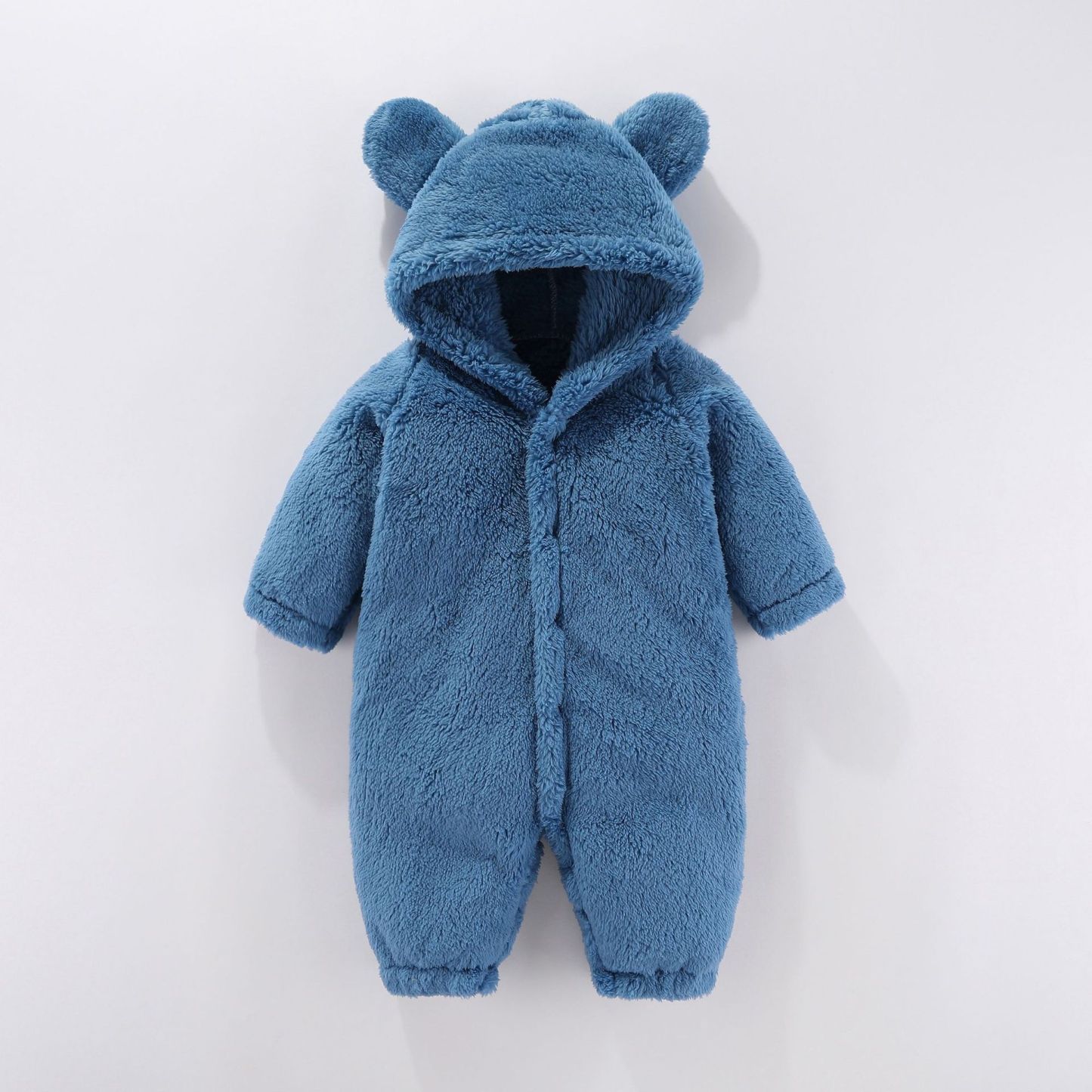 Baby Boy/Girl Bear 3D Ear Long Sleeve Fluff Hooded Romper-kissminis