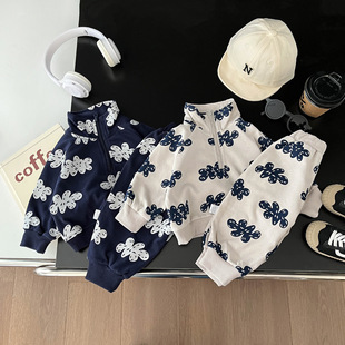 2pcs Baby/Toddler Boy Cloud Printed Jacket and Pant Set-kissminis