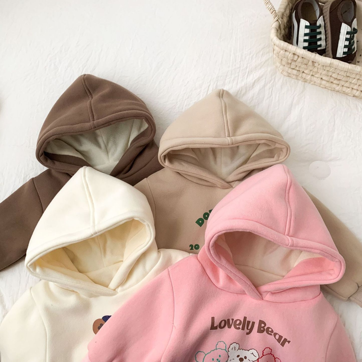 Baby Bear and Letter Pattern Solid Color Hooded Romper-kissminis