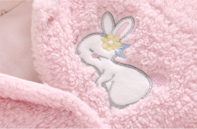 Baby Girl Cute Cartoon Rabbit Thicken Warmth Long Sleeve Romper-kissminis