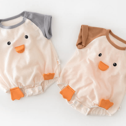 Baby Boy/Girl Wacky 3D Duck Crewneck Short Sleeve Romper