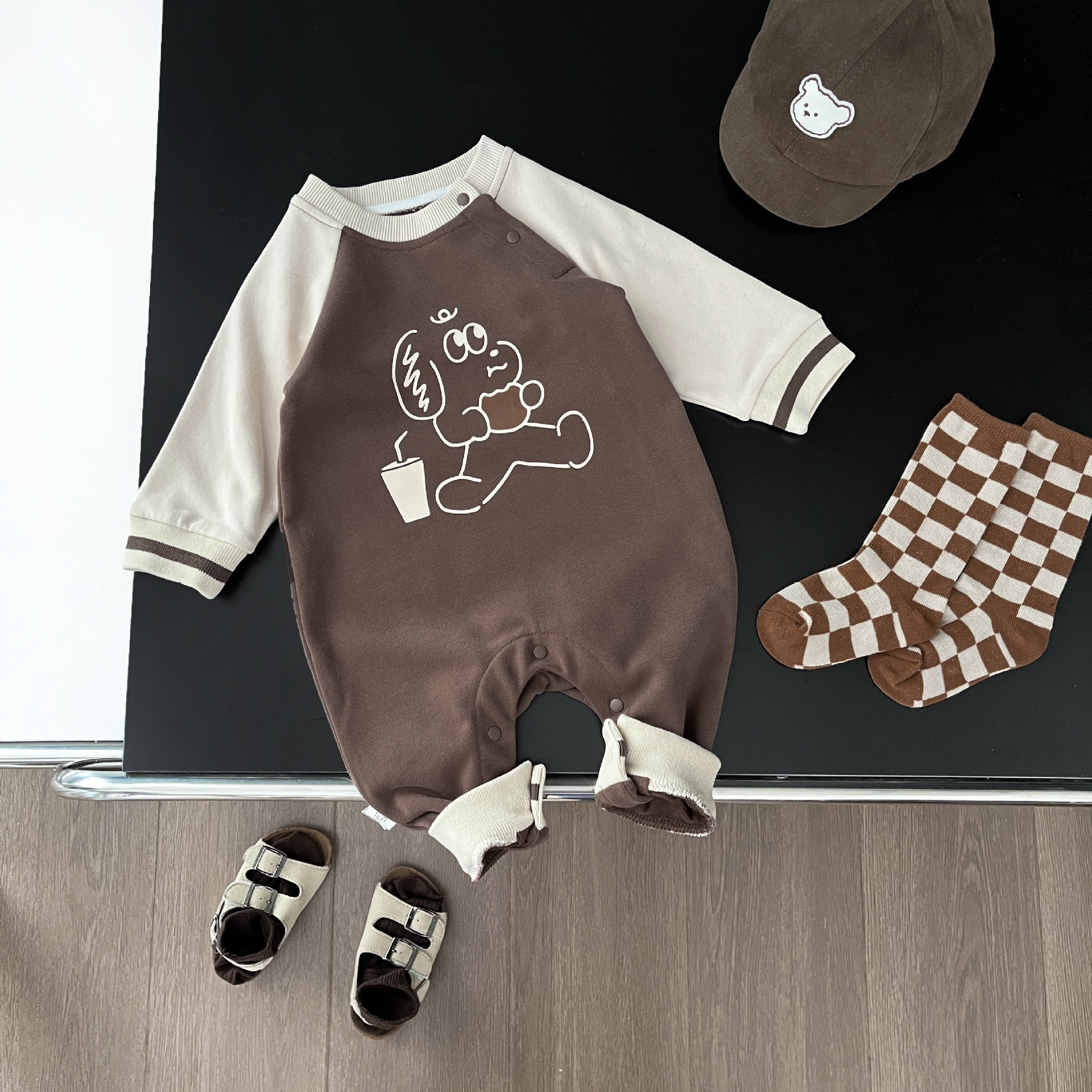 Baby Spring Cartoon Graphic Color Matching Romper-kissminis