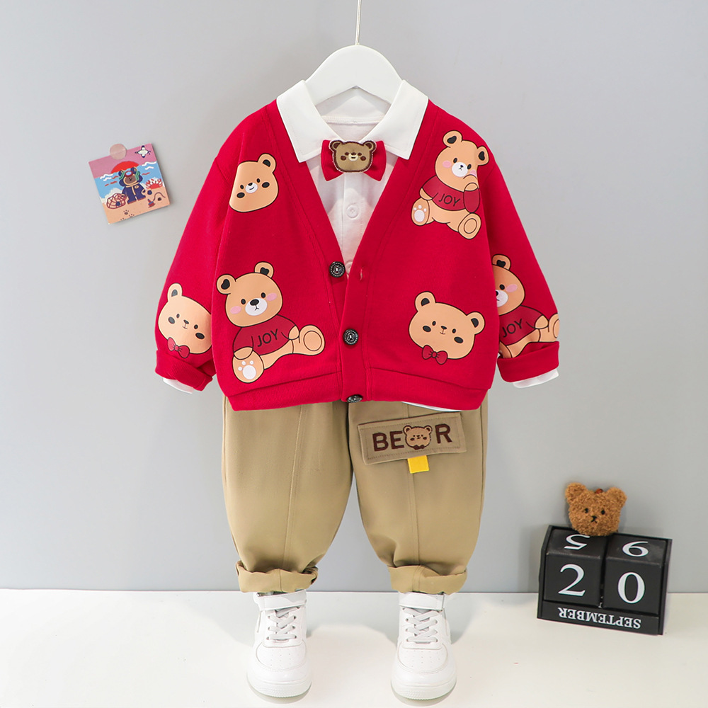3pcs Toddler Allove Bear Graphic T-shirt Sweatshirt and Pant Set-kissminis