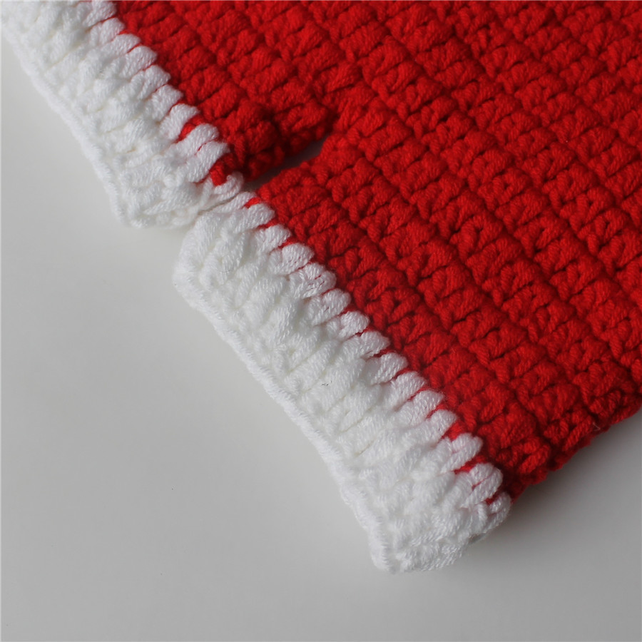 Newborn Baby Christmas Theme Photo Shoot Knitted Bib Pants and Hat Set-kissminis