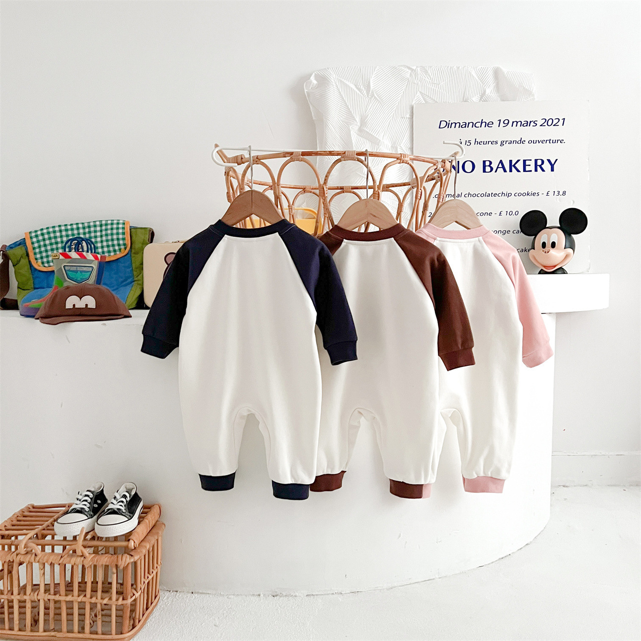 Baby Boy/Girl "GOOD LUCK "Little Bear Print Romper-kissminis
