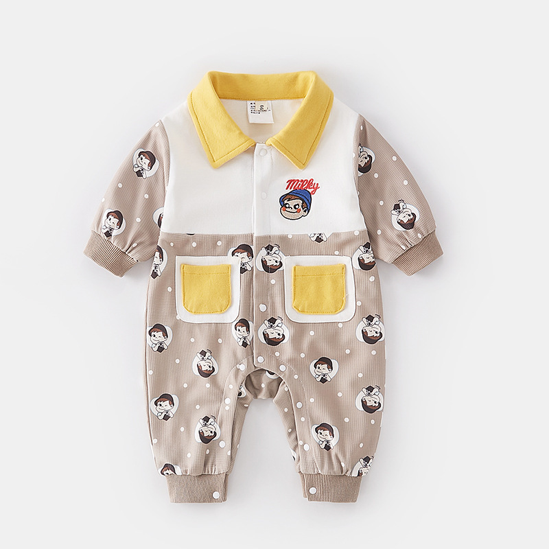 Baby Boy Cartoon Boy Graphic Long Sleeve Romper-kissminis