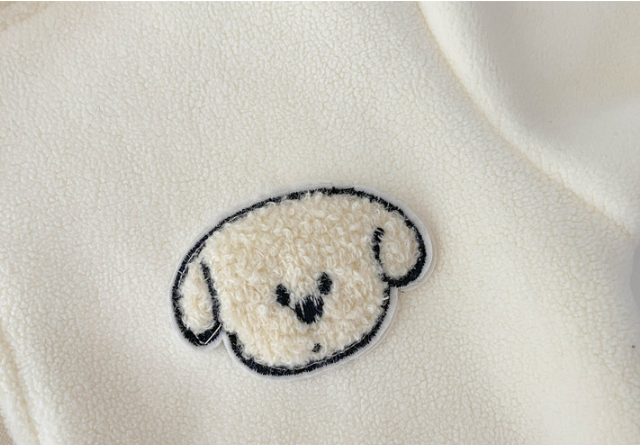 Baby Boy/Girl Cute Puppy Pattern Solid Color Fleece Long Sleeve Hooded Romper-kissminis