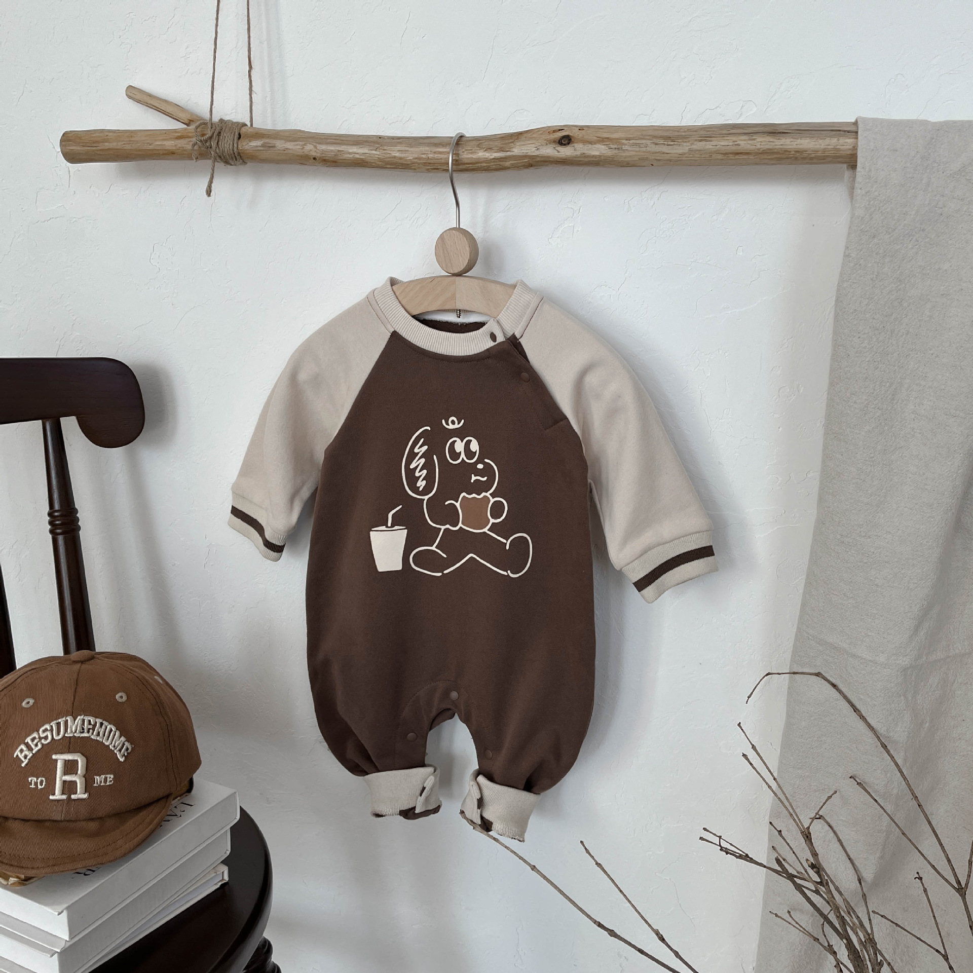 Baby Spring Cartoon Graphic Color Matching Romper-kissminis