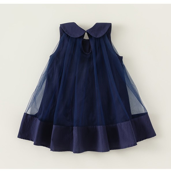 Baby Toddler Girl Peter Pan Collar Solid Color Double Chiffon Splicing Sleeveless Dress