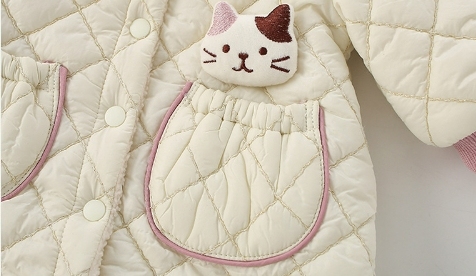 Baby Boy/Girl Thicken Fleece Cute 3D Cat Design Graphic Long Sleeve Romper-kissminis