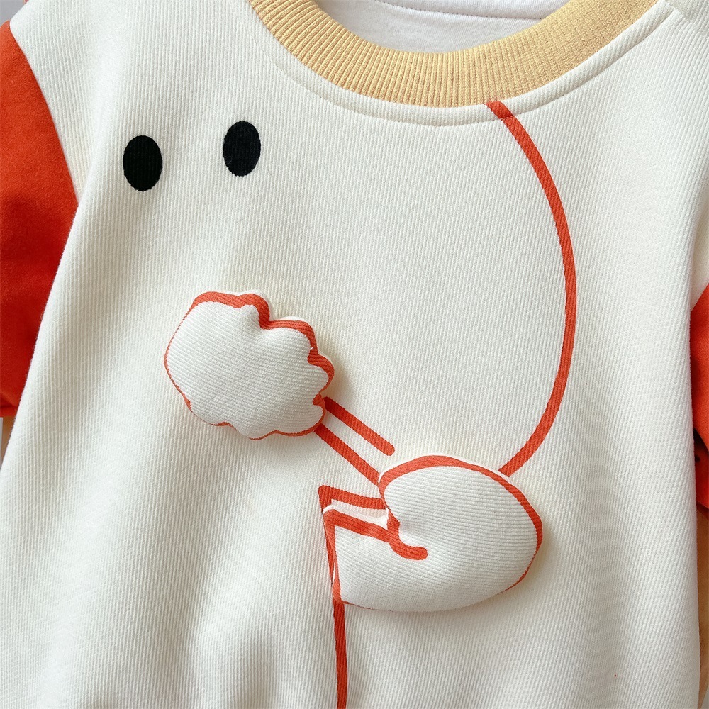 Baby Boy Winter Thicken Dinosaur Pattern Block Color Long Sleeve Fluff Romper-kissminis